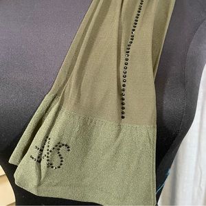 Green thigh high stocking with rhinestones